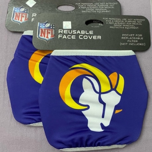 🏈 Los Angeles LA Rams 🏈 Logo Reusable Face Cover/Mask - Ram (2 masks included) - Picture 1 of 3